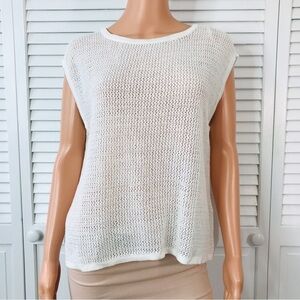 ALFANI Comfort Luxe Shiitake Sleeveless Sheer Sweater Size Petite Large